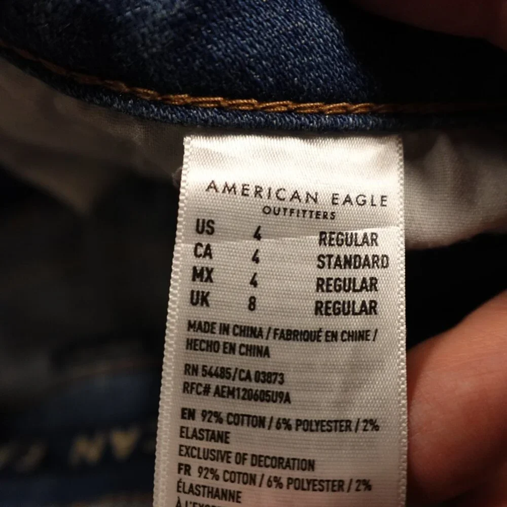 American Eagle Hi-Rise Mini Denim Skirt Women’s 4 Blue‎ Distressed Stretch